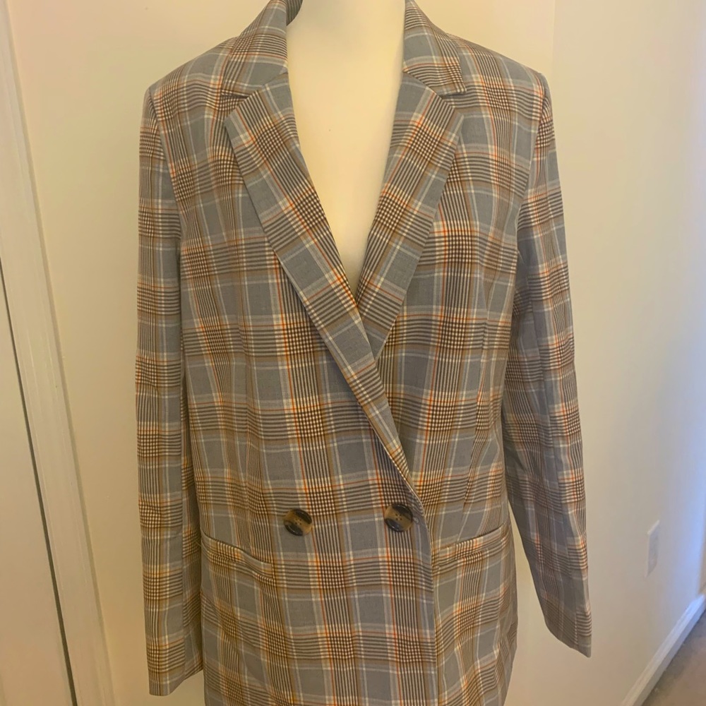 H&M Grey - Blue Checked Blazer